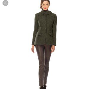 NEW EASTON NESTON Max Studio Special Edition Wool Herringbone Coat Sz 10 Green